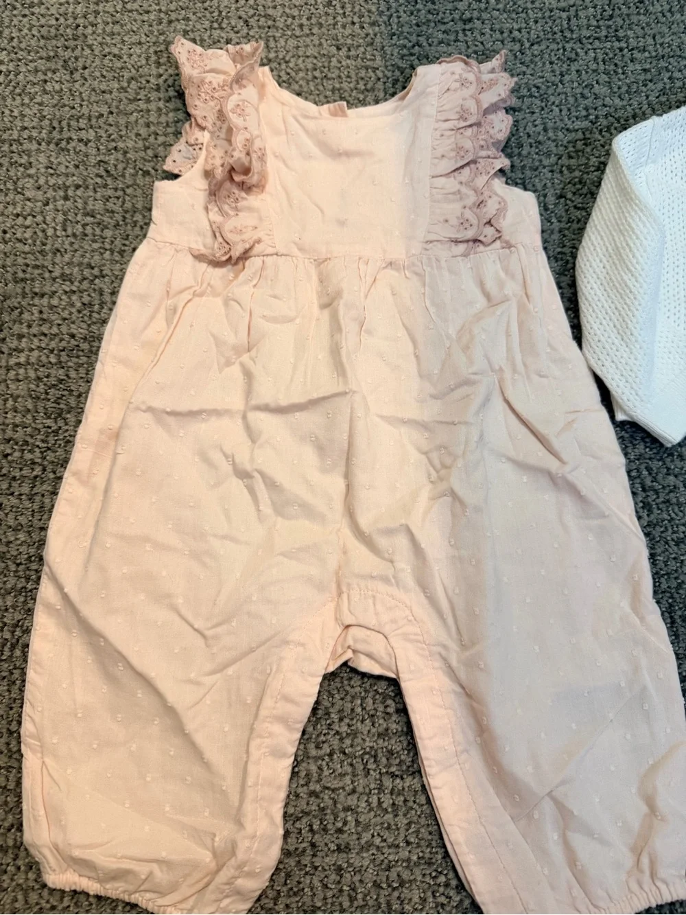 GAP Pink and Cream Baby Romper with Knit Cardigan Set